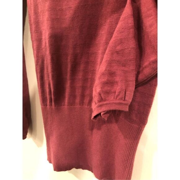 Hinge Dusty Rose Pink Woven Scoop Neck Elastic Wide Waist Puff Sleeve Shirt - Picture 6 of 13